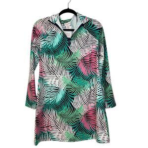 Tommy Bahama Golf Dress Long Sleeve With Shorts Green Pink Tropical UPF 50 Small